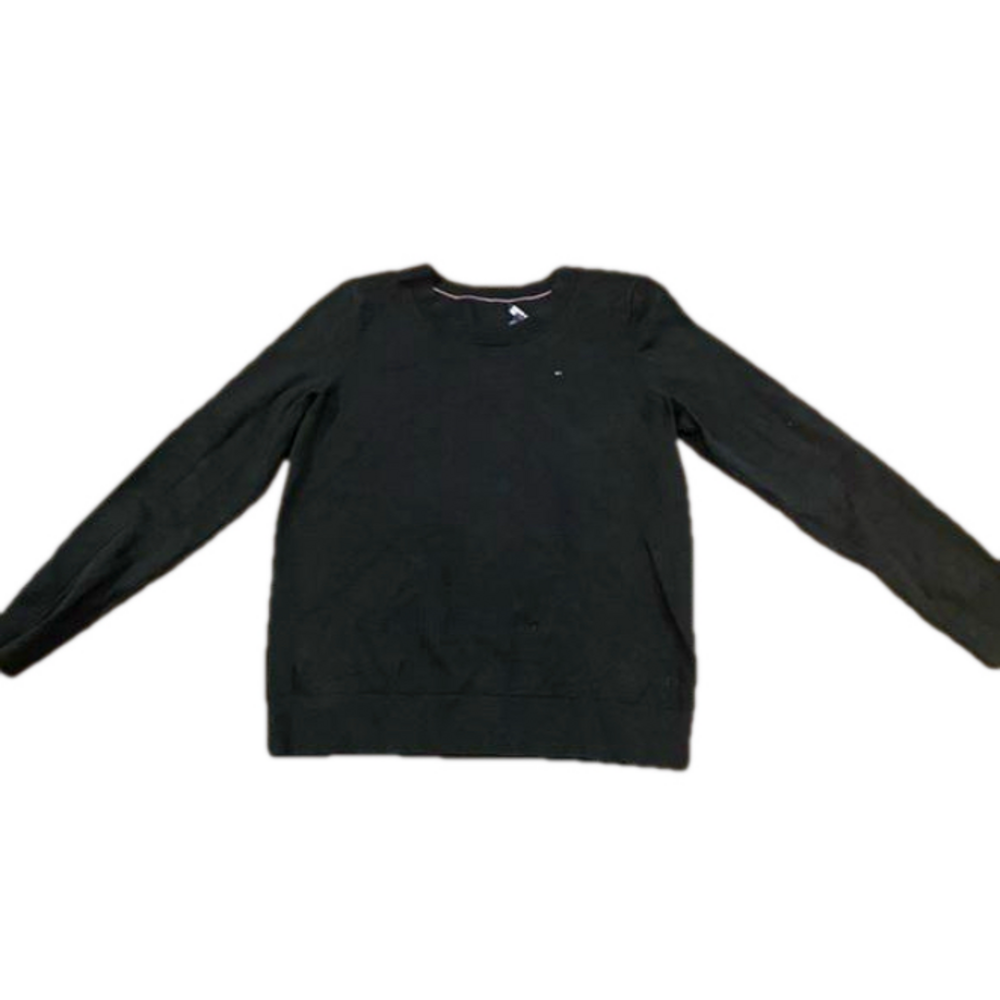 Tommy Hilfiger Black Lightweight Cotton Knit Crew Neck Sweater M Medium